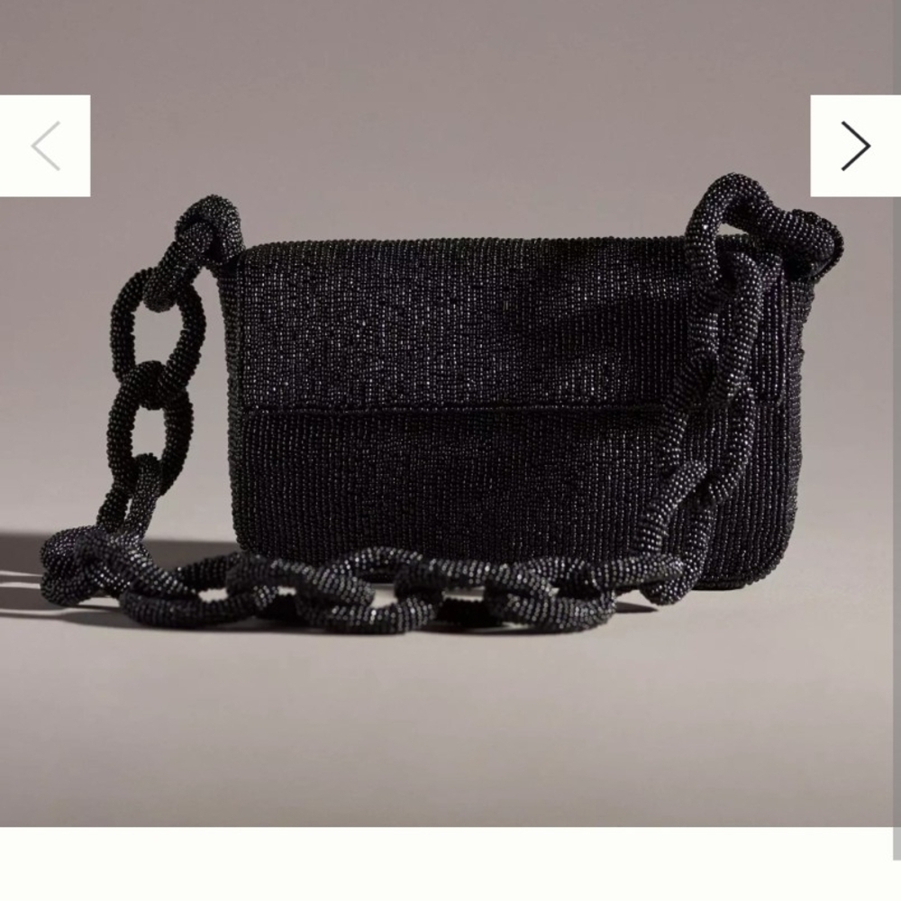 Elegant Black Beaded Chain Bag
